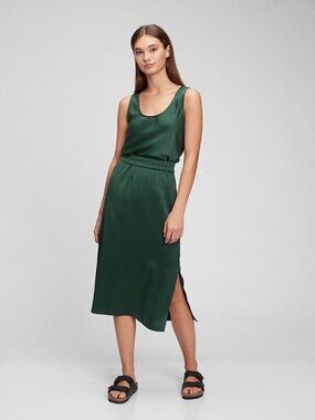 Gap Satin Pull-On Midi Skirt